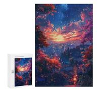 Puzzle Per Adolescenti 300 PCS Magical Sunset in The Cityscape Puzzle Per Adolescenti Migliora La Memoria Per Compleanno, Natale Bellissimo Gioco Dal Design 300 PCS