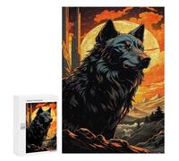 Puzzle Per Adolescenti 300 PCS Majestic Black Wolf Moon Puzzle Per Adolescenti Giocattoli Antistress Assemblaggio Di Modelli Regali Unici Per Compleanno E Natale 300 PCS