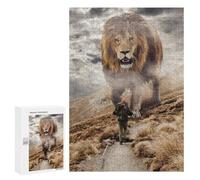 Puzzle Per Adolescenti 300 PCS Mindset Lion Vs Man Puzzle Per Adolescenti Migliora La Memoria Difficile Da Completare Gioco Impegnativo Giocattoli 300 PCS