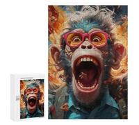 Puzzle Per Adolescenti 300 PCS Monkey with Glasses Exploding in Color Puzzle Per Adolescenti Giocattoli Antistress Assemblaggio Di Modelli Regali Unici Per Compleanno E Natale 300 PCS