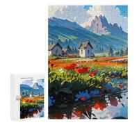 Puzzle Per Adolescenti 300 PCS Mountain Serenity with Flowers Puzzle, Gioco Rompicapo, Regalo Di Compleanno, Attività Divertenti Da Fare A Casa, 300 PCS