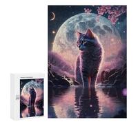 Puzzle Per Adolescenti 300 PCS Mystical Moonlit Cat Puzzle Divertenti Da Assemblare, Modelli, Regali Unici Per Compleanno E Natale 300 PCS