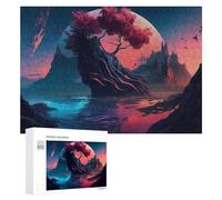 Puzzle Per Adolescenti 300 PCS Mystical Planet with Red Tree Puzzle Per Adulti Gioco Rompicapo Difficile Difficile Unico Compleanno E Regali 300 PCS