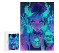 Puzzle Per Adolescenti 300 PCS Neon Demon Girl Puzzle Per Adolescenti Analisi E Logica Difficile E Stimolante Ottimo Regalo Per I Giocatori 300 PCS