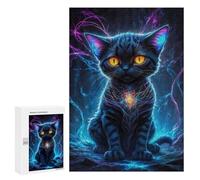 Puzzle Per Adolescenti 300 PCS Neon Galaxy Kitten Puzzle Per Adulti Giochi Rilassanti Assemblaggio Di Modelli Interazione Genitore-figlio 300 PCS
