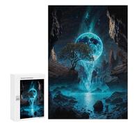 Puzzle per Adolescenti 300 PCS Neon Moon Waterfall Oasis Puzzle per Adulti Giochi Rilassanti Decorazione Perfetta Regali Di Compleanno E Unici 300 PCS