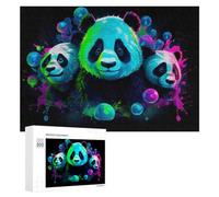 Puzzle Per Adolescenti 300 PCS Neon Panda Trio Colorful Fun! Puzzle Divertenti Da Assemblare, Modelli, Regali Unici Per Compleanno E Natale 300 PCS