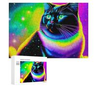 Puzzle Per Adolescenti 300 PCS Neon Rainbow Cat Art Print Puzzle Per Adolescenti Giocattoli Antistress Assemblaggio Di Modelli Regali Unici Per Compleanno E Natale 300 PCS