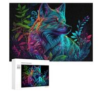Puzzle Per Adolescenti 300 PCS Neon Wolf in Vibrant Jungle Puzzle Per Adulti Giochi Rilassanti Decorazione Da Parete Ottimo Regalo Per I Giocatori 300 PCS