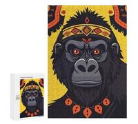 Puzzle Per Adolescenti 300 PCS Ornate Gorilla Portrait Puzzle Per Adulti Gioco Rompicapo Assemblaggio Di Modelli Interazione Genitore-figlio 300 PCS