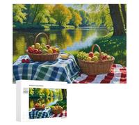 Puzzle Per Adolescenti 300 PCS Picnic by The River with Fresh Fruits Puzzle Per Adulti Giocattolo Decorazione Da Parete Vacanza A Casa Passatempo Per Compleanno, Natale 300 PCS
