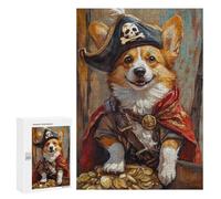 Puzzle Per Adolescenti 300 PCS Pirate Corgi with Treasure Chest Puzzle Per Adolescenti Corsa Di Velocità Manuale Difficile E Impegnativo Gioco Divertente Per Tutta La Famiglia 300 PCS