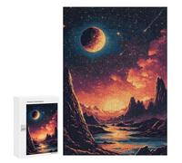 Puzzle Per Adolescenti 300 PCS Pixelated Alien Landscape Puzzle Per Adulti Gioco Rompicapo Difficile Difficile Unico Compleanno E Regali 300 PCS