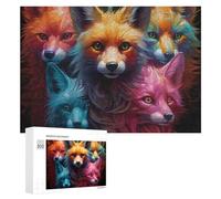 Puzzle Per Adolescenti 300 PCS Puzzle Colorful Foxes A Vibrant Art Collection Puzzle Per Adulti Giocattoli Antistress Sfida Difficile Regali Unici Per Compleanno 300 PCS