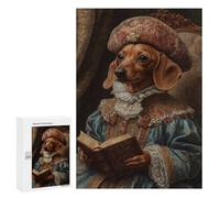 Puzzle Per Adolescenti 300 PCS Puzzle Dachshund Noble Scholar Renaissance Dog Portrait Puzzle Per Adulti Gioco Per Famiglie Un'opera D'arte Per Compleanno, Natale 300 PCS