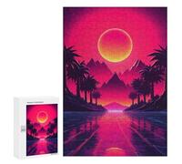 Puzzle Per Adolescenti 300 PCS Puzzle Synthwave Sunset Tropical Puzzle Per Adulti Gioco Per Famiglie Un'opera D'arte Per Compleanno, Natale 300 PCS