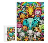 Puzzle Per Adolescenti 300 PCS Rainbow Animal Parade Puzzle Per Adolescenti Giocattoli Antistress Assemblaggio Di Modelli Regali Unici Per Compleanno E Natale 300 PCS