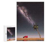 Puzzle Per Adolescenti 300 PCS Red Car Tree And Milky Way Puzzle Giochi Rilassanti Decorazione Per La Casa Regali Unici Per Compleanno 300 PCS