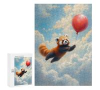 Puzzle Per Adolescenti 300 PCS Red Panda Balloon Flight Puzzle Per Adulti Gioco Rompicapo Difficile Difficile Unico Compleanno E Regali 300 PCS