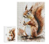 Puzzle Per Adolescenti 300 PCS Red Squirrel Watercolor Puzzle Per Adolescenti Analisi E Logica Difficile E Stimolante Ottimo Regalo Per I Giocatori 300 PCS