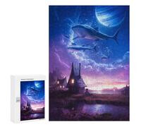 Puzzle Per Adolescenti 300 PCS Sharks in The Sky A Surreal Fantasy Scene Puzzle, Gioco Rompicapo, Regalo Di Compleanno, Attività Divertenti Da Fare A Casa, 300 PCS