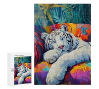 Puzzle per Adolescenti 300 PCS Sleeping White Tiger Puzzle per Adulti Giochi Rilassanti Ma Divertenti E Divertenti 300 PCS