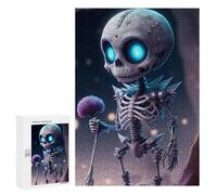 Puzzle Per Adolescenti 300 PCS Spooky Skeleton with Glowing Eyes Puzzle Divertenti Da Assemblare, Modelli, Regali Unici Per Compleanno E Natale 300 PCS