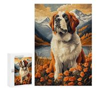 Puzzle Per Adolescenti 300 PCS St. Bernard Dog in Mountain Landscape Puzzle, Gioco Rompicapo, Regalo Di Compleanno, Attività Divertenti Da Fare A Casa, 300 PCS