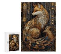 Puzzle Per Adolescenti 300 PCS Stained Glass Art Deco Fox Puzzle Per Adulti Gioco Rompicapo Assemblaggio Di Modelli Interazione Genitore-figlio 300 PCS