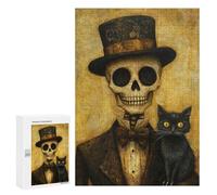Puzzle Per Adolescenti 300 PCS Steampunk Skeleton with Cat Puzzle Per Adolescenti Corsa Di Velocità Manuale Difficile E Impegnativo Gioco Divertente Per Tutta La Famiglia 300 PCS