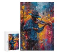 Puzzle Per Adolescenti 300 PCS Street Musician with Violin Puzzle Per Adulti Giochi Rilassanti Assemblaggio Di Modelli Interazione Genitore-figlio 300 PCS