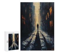 Puzzle Per Adolescenti 300 PCS The Lone Wanderer - Moody Atmospheric Urban Scene with A Solitary Figure Puzzle Per Adulti Gioco Rompicapo Assemblaggio Di Modelli Interazione Genitore-figlio 300 PCS