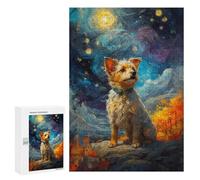 Puzzle Per Adolescenti 300 PCS Tibet Terrier Starry Night Puzzle Per Adulti Giochi Rilassanti Assemblaggio Di Modelli Interazione Genitore-figlio 300 PCS