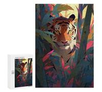 Puzzle Per Adolescenti 300 PCS Tiger in Tropical Jungle Puzzle Per Adulti Gioco Rompicapo Difficile Difficile Unico Compleanno E Regali 300 PCS