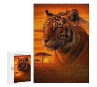 Puzzle Per Adolescenti 300 PCS Tiger Portrait with African Landscape Puzzle Per Adulti Giochi Rilassanti Analisi E Logica Divertimento Attività A Casa, 300 PCS