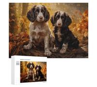Puzzle Per Adolescenti 300 PCS Two English Springer Spaniels in Autumn Forest Puzzle, Gioco Rompicapo, Regalo Di Compleanno, Attività Divertenti Da Fare A Casa, 300 PCS
