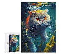 Puzzle Per Adolescenti 300 PCS Underwater Cat 2 Puzzle Per Adulti Giochi Rilassanti Sfida Difficile Attività Divertenti A Casa 300 PCS