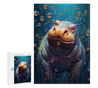 Puzzle Per Adolescenti 300 PCS Underwater Hippo Adventure-1 Puzzle Per Adulti Gioco Rompicapo Difficile Difficile Unico Compleanno E Regali 300 PCS