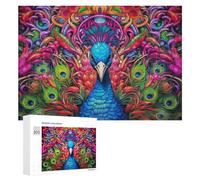 Puzzle Per Adolescenti 300 PCS Vibrant Peacock in Abstract Artwork Puzzle Per Adulti Giochi Rilassanti Ma Divertenti E Umoristici Sfida Da Completare 300 PCS