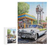 Puzzle Per Adolescenti 300 PCS Vintage Gas Station Scene Puzzle, Gioco Rompicapo, Regalo Di Compleanno, Attività Divertenti Da Fare A Casa, 300 PCS