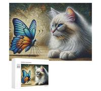 Puzzle Per Adolescenti 300 PCS Whispering Wings A Cat's Curious Encounter with Nature's Symphony Puzzle, Gioco Rompicapo, Regalo Di Compleanno, Attività Divertenti Da Fare A Casa, 300 PCS