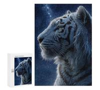 Puzzle Per Adolescenti 300 PCS White Tiger Portrait Under Starry Sky Puzzle Per Adolescenti Migliora La Memoria Difficile Da Completare Gioco Impegnativo Giocattoli 300 PCS