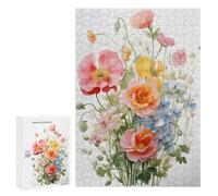 Puzzle Per Adolescenti 300 PCS Wild Flower Pink Blue Red Puzzle, Gioco Rompicapo, Regalo Di Compleanno, Attività Divertenti Da Fare A Casa, 300 PCS