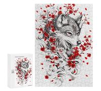 Puzzle Per Adolescenti 300 PCS Wolf with Cherry Blossoms Puzzle Giochi Rilassanti Decorazione Per La Casa Regali Unici Per Compleanno 300 PCS