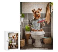 Puzzle Per Adolescenti 300 PCS Yorkshire Terrier Toilet Puzzle Per Adulti Giochi Rilassanti Per Divertimento in Famiglia Regali Di Natale E Compleanno 300 PCS