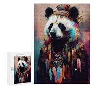 Puzzle per adolescenti 300 pezzi Bohemian Panda Ritratto Puzzle Per Adulti Giochi Relax Difficile Sfida Unici Regali di Compleanno 300 Pezzi