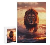 Puzzle per adolescenti 300 pezzi Lion in Water at Sunset Puzzle per adulti, gioco pratico per migliorare la memoria, attività divertenti per la casa, 300 pezzi