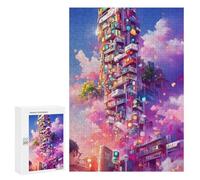 Puzzle per adolescenti, 300 pezzi, Neon Skyscraper Dreamscape, 2 puzzle per adulti, giochi di relax, sfida difficile, regali di compleanno unici, 300 pezzi
