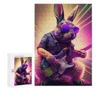 Puzzle per adolescenti 300 pezzi Rabbit Rock Star Guitar Puzzle per adulti Giochi di pensiero Decorazione per la casa Attività divertenti a casa 300 pezzi