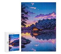 Puzzle per adolescenti 300 pezzi Serene Lake Cabin Reflections Antistress, decorazione perfetta, attività divertenti per la casa, 300 pezzi